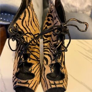 River Island Zebra Print Lace-Up Boots